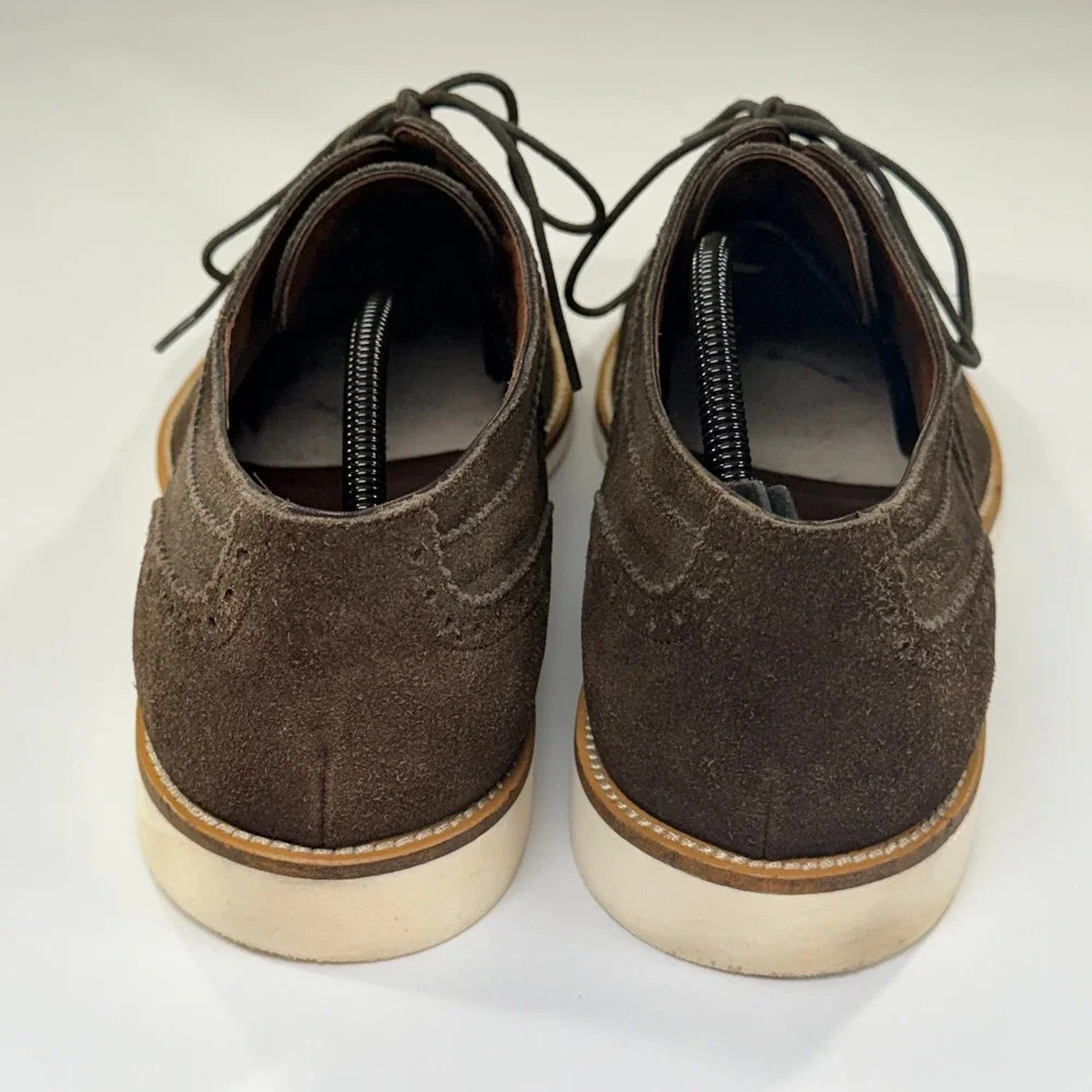 BOSS Hugo Boss Dress Shoes Mens 12 Dark Brown Suede Wingtip Brogue Derby Oxford